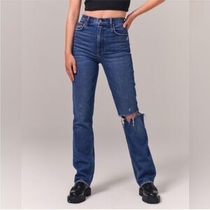Abercrombie & Fitch the 90s Straight Ultra High Rise Jeans Dark Wash